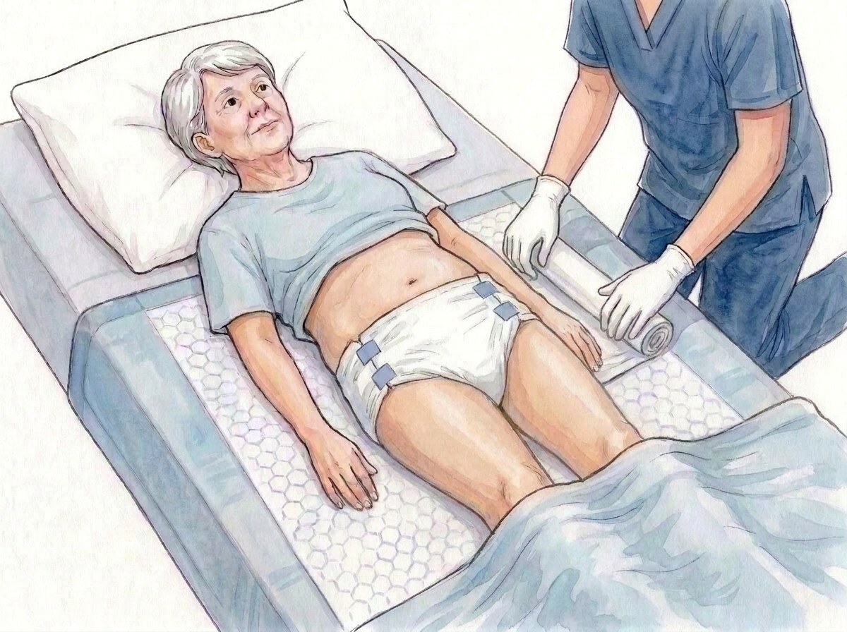 8. Derulați partea trecută pe sub persoană, ajustați ambele părți